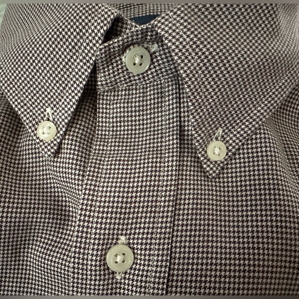 Men’s Ralph Lauren Plaid Long Sleeved Button-Down Brown & White Shirt - Picture 12 of 15